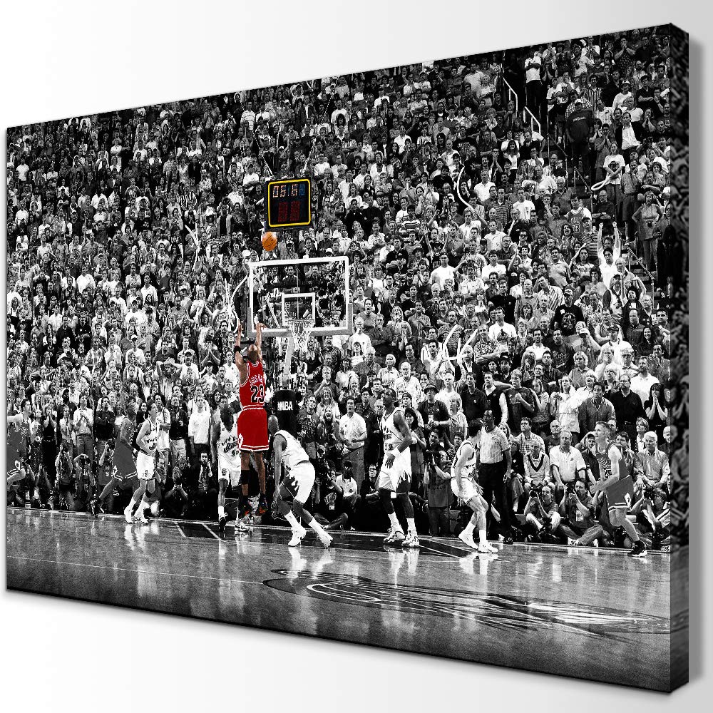 YOUHONG Jordan Poster Jordan Last Shot Canvas Basketball Posters Sports Posters Baketball Room Decor Sports Superstar Wall Art Jordan Decor Framed ...