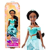 Mattel Disney Princess Toys, Jasmine Fashion Doll, Sparkling Look with Black Hair, Brown Eyes & Tiara Accessory, Inspired by the Movie Aladdin