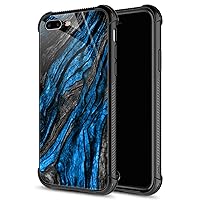 CARLOCA Compatible with iPhone 8 Plus Case,Navy Blue Camo Wood Grain iPhone 7 Plus Cases for Girls Boys,Graphic Design Shockproof Anti-Scratch Drop Protection Case for iPhone 7/8 Plus
