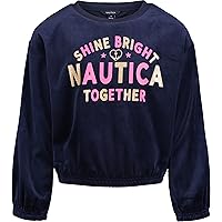 Nautica Girls' Fleece Popover Crewneck Sweatshirt