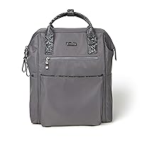 Baggallini Soho Backpack - Travel Laptop Backpack for Women - Lightweight Water-Resistant Luggage Bag, Smoke/Faux Python