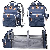 Baby Diaper Bags with Changing Station, Waterproof Diaper Bag Backpack for Moms Dads with USB Charging Port, Baby Shower Gifts, Large Capacity diaper backpack, Blue