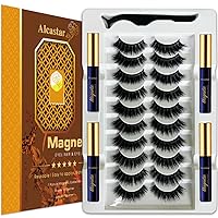 Magnetic Eyelashes Natural Look with Eyeliner Kit,Updated 3D 5D Reusable False Lashes,Easy for Women,Waterproof, Long Lasting, Easy Apply