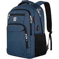 17 Inch Laptop Backpack, Business Anti Theft Slim Durable Laptops Backpack with USB Charging Port, Water Resistant College Computer Bag Gifts for Men & Women Fits 15.6 Inch Notebook-Blue