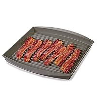 Prep Solutions by Progressive Microwave Large Bacon Grill - Gray, up to 6 Strips of Bacon, Cook Frozen Snacks, Frozen Pizza, Measures 12.5