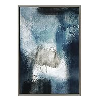 Kate and Laurel Sylvie Aqua Abstract 2 Framed Canvas Wall Art by Amy Lighthall, 23x33 Gray, Blue Abstract Art for Wall