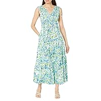 Maggy London Women's Tiered Maxi with Shoulder and Waist Drawstring Details