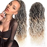 Blonde Ponytail Extensions Drawstring Long Curly -real natural hair fake weave ponytails Blonde Clip in Ponytail Extensions human hair feeling Blonde Drawstring Ponytail for Black Women