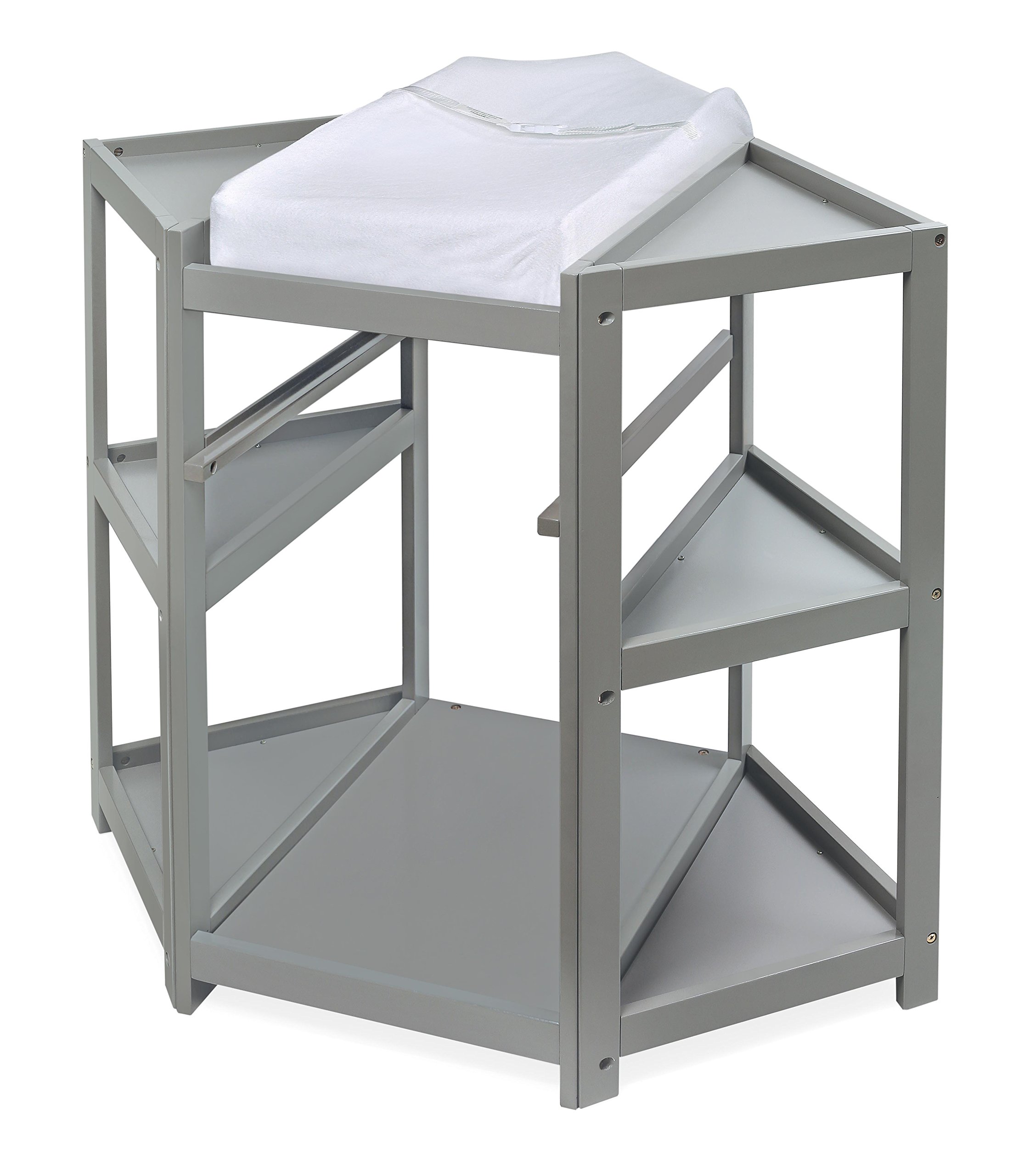 Diaper Corner Baby Changing Table with Pad, Hamper and Basket