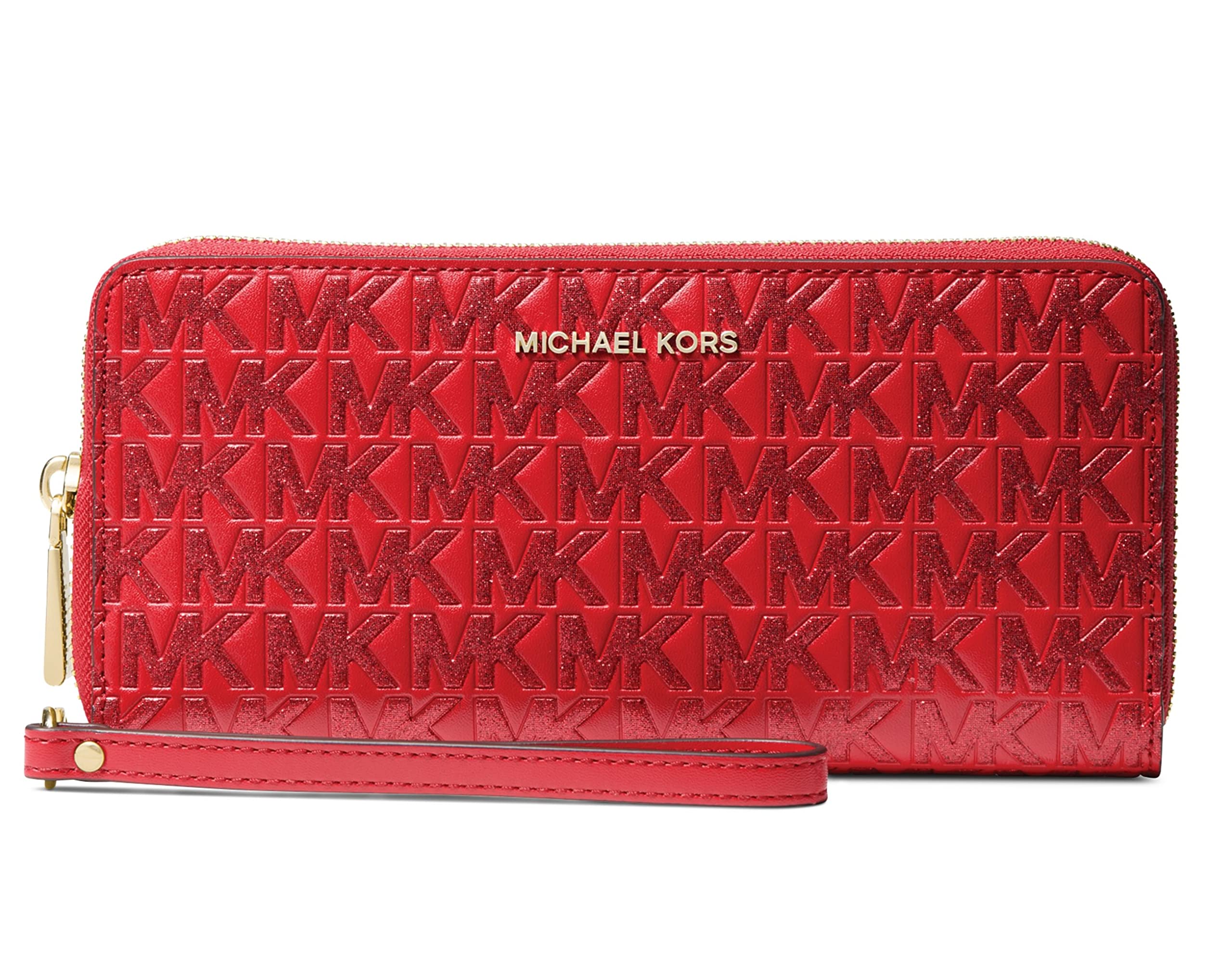 Michael Kors Large Logo and Leather Continental Wallet, Crimson