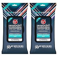 Men's Deodorant Wipes - 60 Count, Moist Hand Cleaning, Spring Scent, 2 Packs