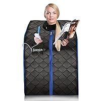 SereneLife Portable Infrared Home Spa, One Person Sauna with Heating Foot Pad and Portable Chair, Black