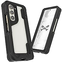Ghostek ATOMIC slim Galaxy Fold 5 Case Clear Back with Aluminum Metal Bumper Premium Rugged Tough Heavy Duty Shockproof Protection Phone Cover Designed for 2023 Samsung Galaxy Z Fold 5 (7.6in) (Black)