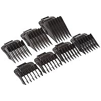 Andis 01380 7-piece Snap-On Comb Set - Easy to Use, Perfect Grooming Tool – Blade Attachments for MBA, ML & SM Model Trimmers - Black