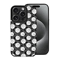 Basketballs Black and White Soft Case Anti-Scratch Case Fiber Skin Upgraded Version Compatible with iPhone 15 Pro