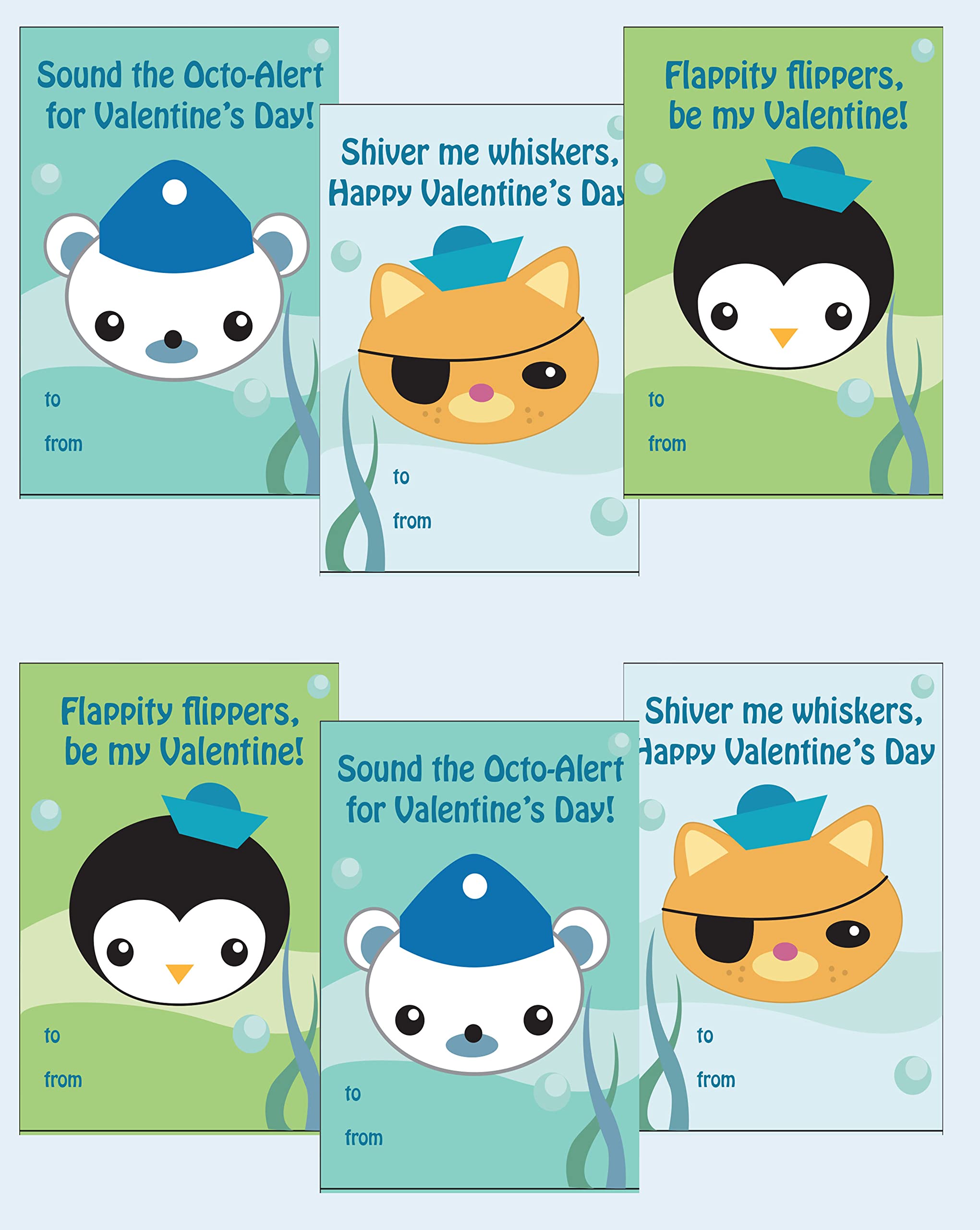 Silly Goose Gifts Ocean Adventure - Octonauts Themed Valentines Day Children Classroom Sharing Cards (24 Cards) Kids School Set