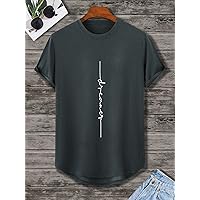 Men's T-Shirts Men Letter Graphic Tee (Color : Dark Grey, Size : Medium)