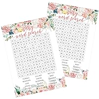 DISTINCTIVS Floral Baby Shower Word Search Party Game - 20 Player Cards