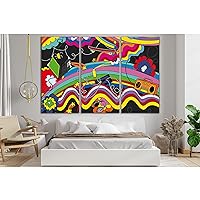 ZELLART Background In Style Pop Art №SL541 Ready to Hang Canvas Print 3 Panel / 54