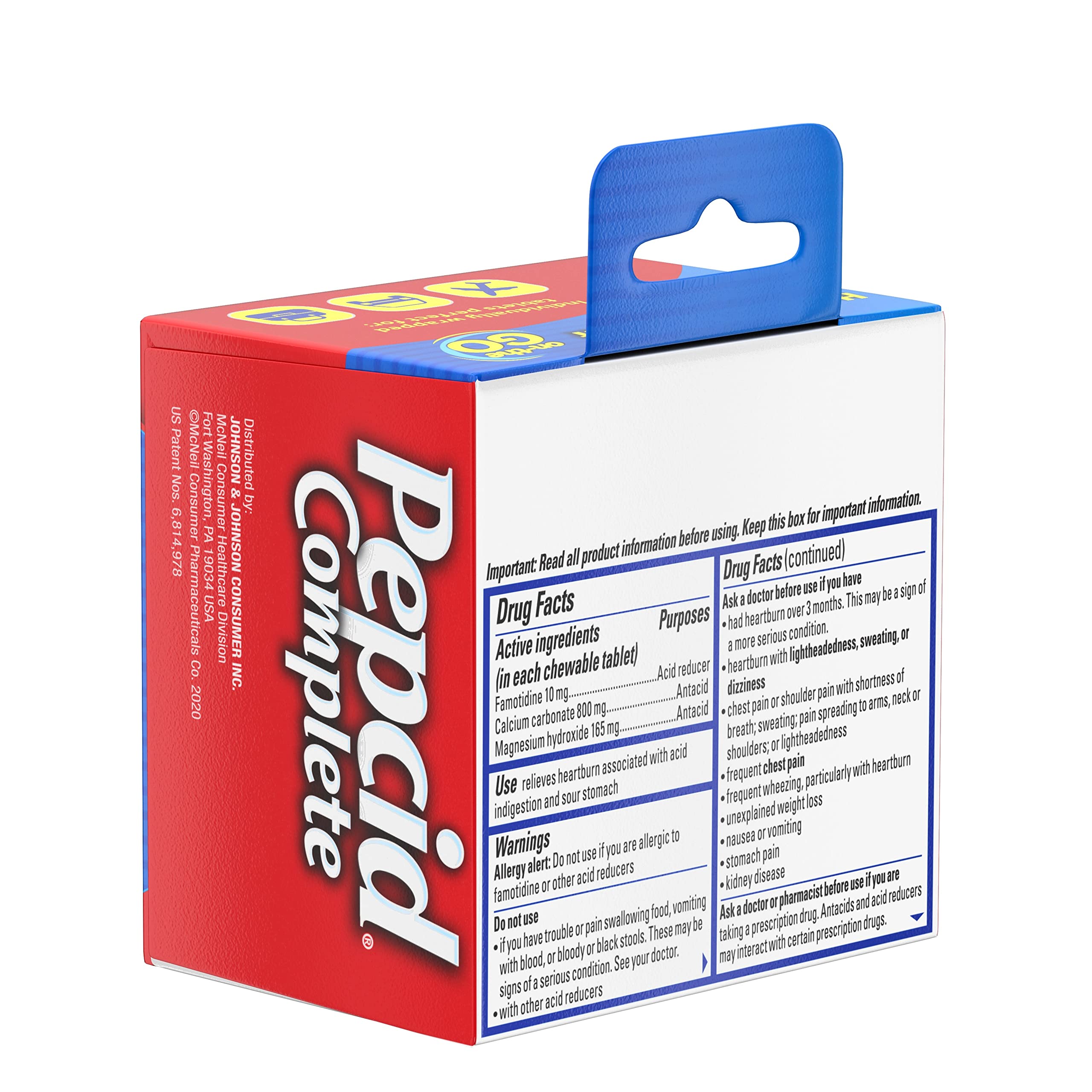 Pepcid Complete Dual Action Acid Reducer + Antacid Chewable Tablets, Berry Flavor, 8 ct.