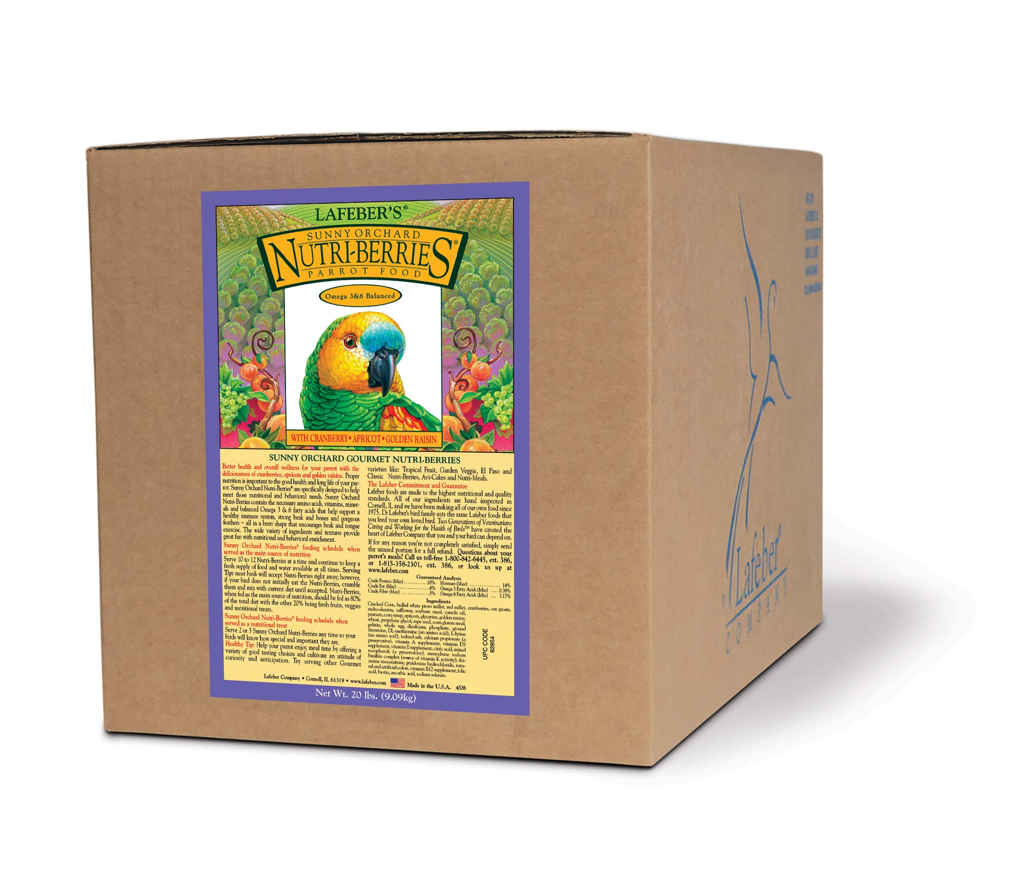 Lafeber Sunny Orchard Nutri-Berries Pet Bird Food, Made with Non-GMO and Human-Grade Ingredients, for Parrots, 20 lb