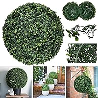 Artificial Boxwood Topiary Ball - 2pcs 11 inch 3 Layers Milan Grass Ball for Home Garden Wedding Party Decoration Environmental UV Protected Faux Boxwood Decorative Ball (11in)