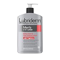 Lubriderm Men's 3-In-1 Lotion Enriched with Aloe for Body and Face, Non-Greasy Soothing Post Shave Moisturizer with Light Fragrance For Replenished, and Healthy-Looking Skin, 16 fl. oz