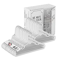 USA Made Premium Children's Clothes Hangers - Youth Hangers - Very Durable Heavy Duty Tubular Kids Hangers Plastic - Baby Hangers for Closet, 60 Pack of Child Hangers (White)