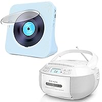 Greadio CD Player Boombox Cassette Player+Desktop CD Player Portable with Bluetooth 5.0, HiFi Sound Speaker, CD Music Player with Remote Control for Home, Kids, Kpop, Gift
