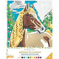 Peinture au numéro - licornes et chevaux - cahier avec palette et pinceau