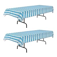 Beistle Oktoberfest Tablecover, 54” x 108”, 2 Pieces – Plastic Table Cloth, Rectangular Tablecloth, Bavarian Party Supplies, Bavarian Tablecloth, German Table Decorations, Oktoberfest Decorations