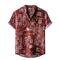 Mens Shirts Graphic Vintage, Mens Floral Hawaiian Shirt Front Pocket Casual Shirts Lightweight Beach Shirt