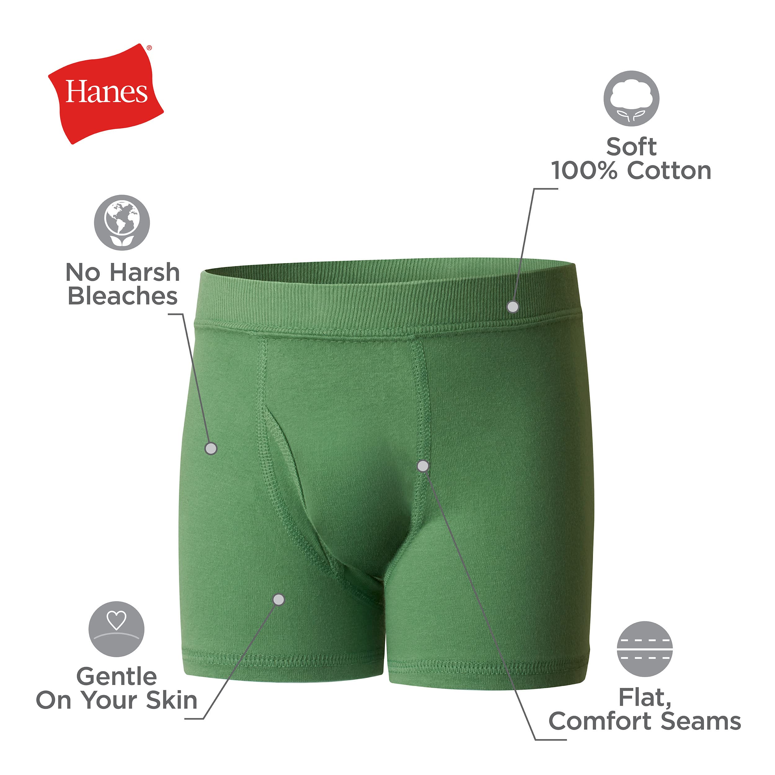 Hanes Toddler Boys' Underwear, Pure Comfort 100% Cotton Boxer Briefs & Briefs Available, 10-Pack