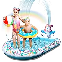 Unicorn Splash Pad & Outdoor Water Sprinkler, Children's Inflatable Kiddie Pool, Water Play Toys for Babies Toddlers Kids Boys Girls, for Birthdays