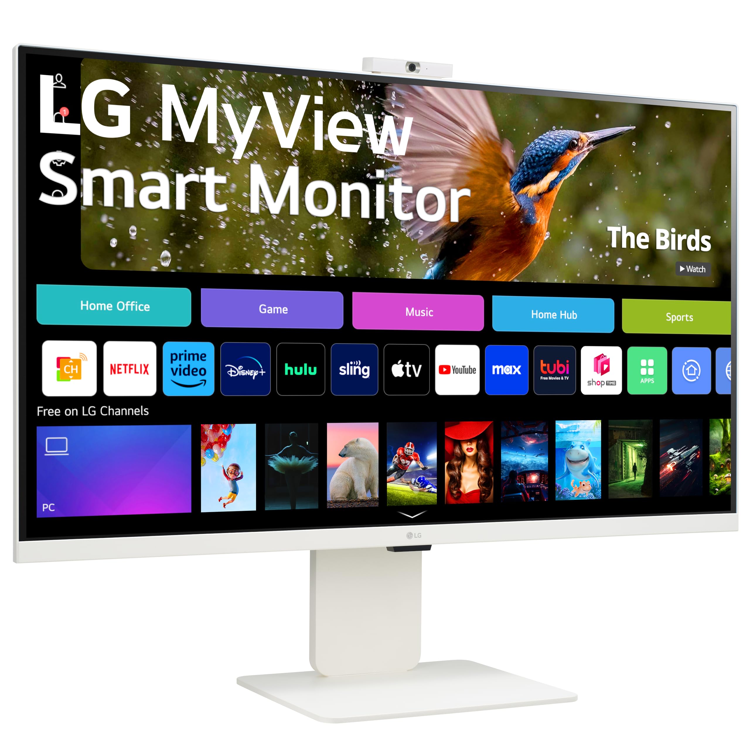 LG 32SR85U-W 32-inch MyView 4K UHD, IPS Display, webOS Smart Monitor, ThinQ Home, USB Type-C 90W PD, Built-in FHD Webcam & Speaker, HDR 10, AirPlay 2, Screen Share, Bluetooth, White
