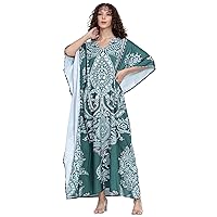 Women Kaftan Dress Tunic Long Maxi Plus Size Polyester Print Caftan Gown Beach Party Casual Kimono Nightdress