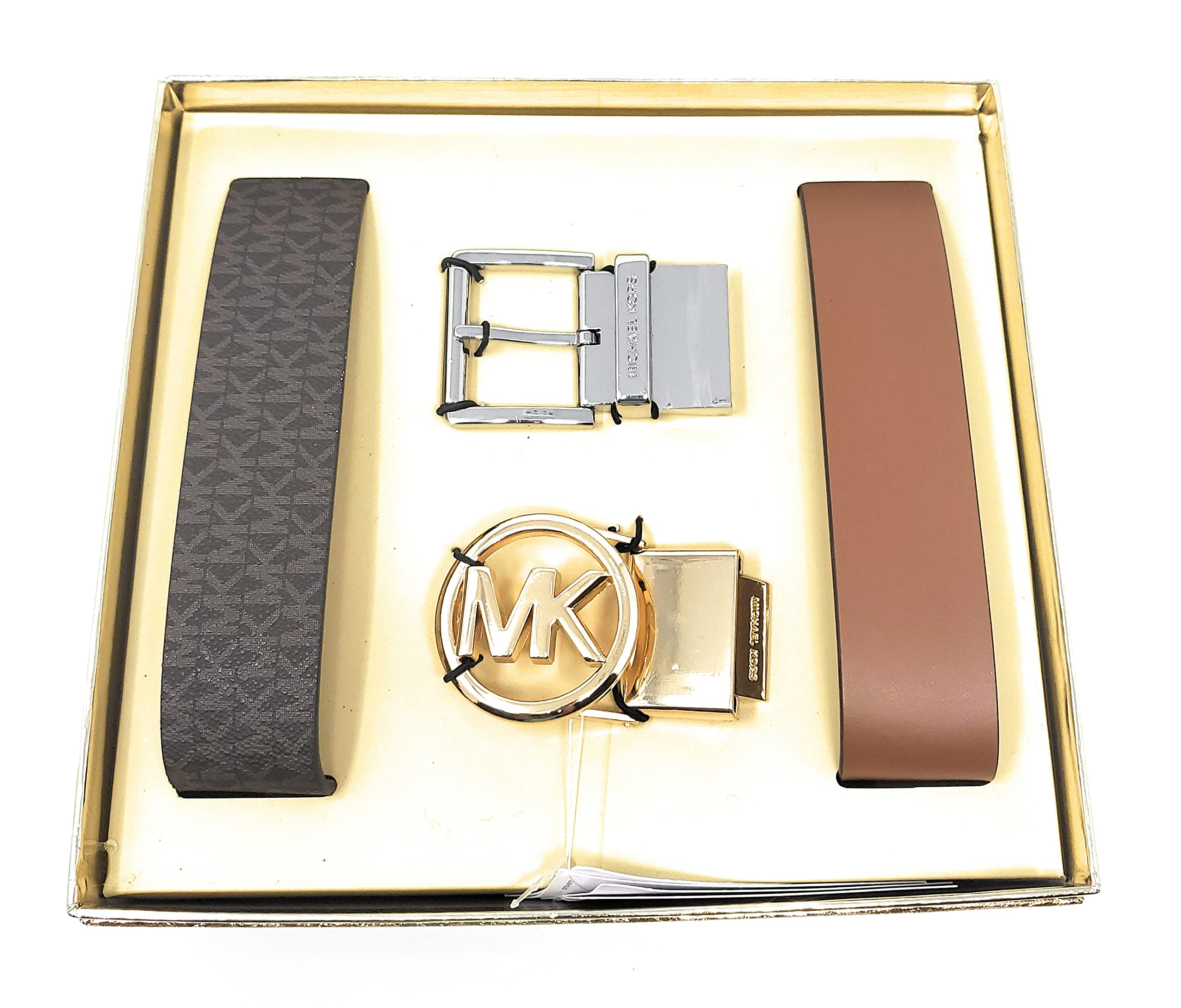 Michael Michael Kors Women's 4 in 1 Leather Belt Gift Set, Brown