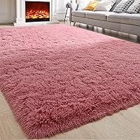 Soft Area Rugs for Bedroom Living Room Fluffy Carpets, 5 x 8 Feet, Shag Furry Area Rug for Children Kids Girls Baby Room, Non-Slip Indoor Carpet for Nursery Dorm Home Decor, Blush