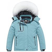 Skieer Girl's Waterproof Ski Jacket Windproof Winter Jacket Fur Hooded Rain Coat