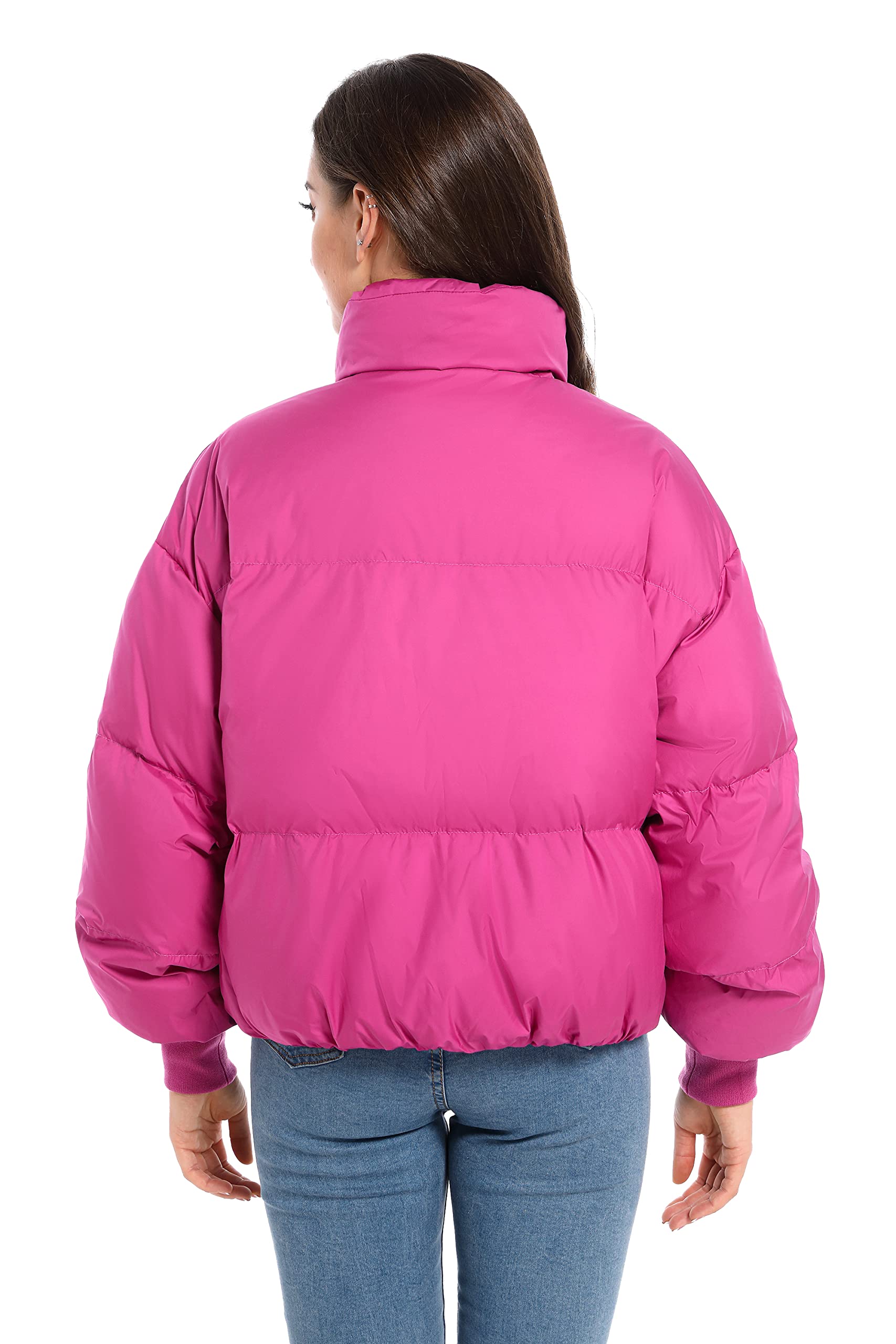 Orolay Womens Winter Oversized Short Down Jacket Crop Zip Puffer Coat