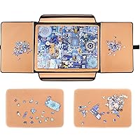1500 Pieces Jigsaw Puzzle Board, Portable Puzzle Board, Jigsaw Puzzle Table Board, Puzzle Keeper Puzzle Caddy with Sorting Trays & Detachable Board,Non-Slip Surface, Medium