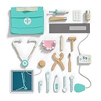ROBUD Wooden Doctor Kit for Kids Toddlers, Pretend Play Dentist Medical Playset, Gift for 3+ Years Old Boys & Girls - 18 Piece