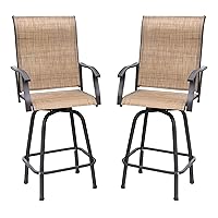 Homall Bar Stools Set of 2 Textile Outdoor Bar Chairs Bar Height 360 Rotating Patio Chairs for Bistro, Lawn, Garden, Backyard