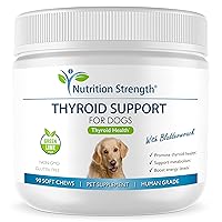 Thyroid Supplement for Dogs, Support for Hypothyroidism in Dogs with Organic Bladderwrack, Promotes Normal Function of Endocrine and Enzyme Systems, 90 Soft Chews