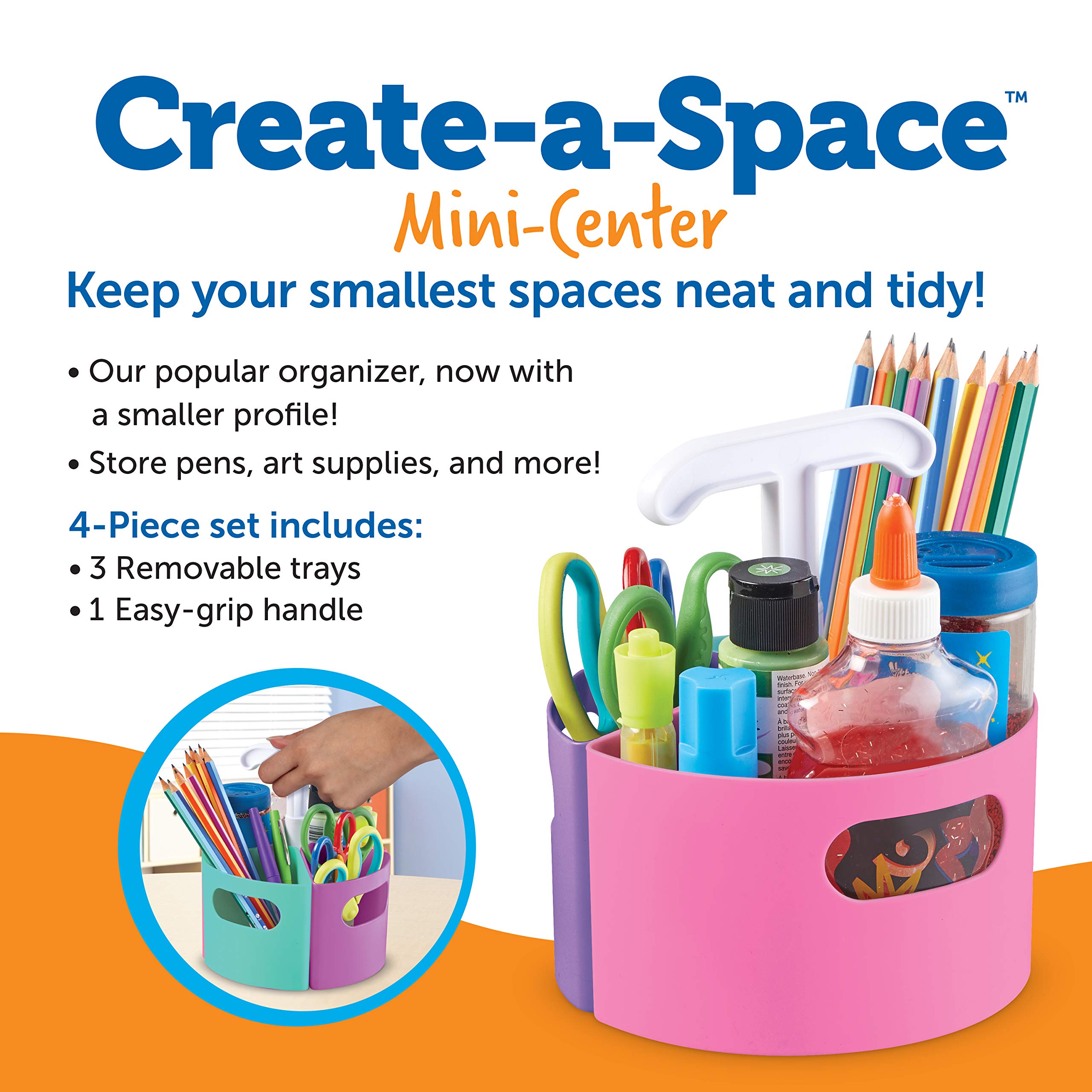 Learning Resources Create-a-Space Storage Mini Center - Pastel, Desk and Art and Crafts Organizer, Maker and Crayon Organizer, Homeschool Organizer and Storage