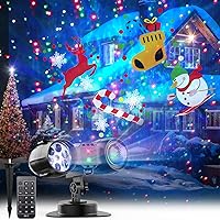 Minetom 3 in 1 Christmas Projector Lights Outdoor 21 HD Effects (3D Ocean Wave + Patterns+Red Green) Waterproof with Timer Halloween Landscape Lights for Indoor Holiday Christmas Night Disco Party
