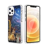 Compatible with iPhone 15 Pro Case, Shockproof Full Body Phone Protective Clear Case Cover for Women Men (Moon-Castle-Beauty-Beast)
