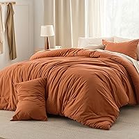 Bedsure King Comforter Set - Cotton Fabric with Microfiber Inner Fill, Burnt Orange King Size Comforter for All Seasons, 3 Pieces, 1 Comforter (104