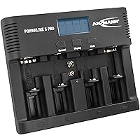 ANSMANN Battery Charger for 1-4 AA, AAA, C or D + 1x 9V Block Batteries - NiMH Battery Charger with 4 Charging Programmes: Charge/Discharge/Test/Refresh - Safety Shut-Off for Safe Use