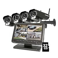 Defender PhoenixM2 Security System - Indoor and Outdoor Wireless Security System Camera with LCD Screen - Business and Home Security System - Plug-in Power, No WiFi Connection Required (4 Cameras)